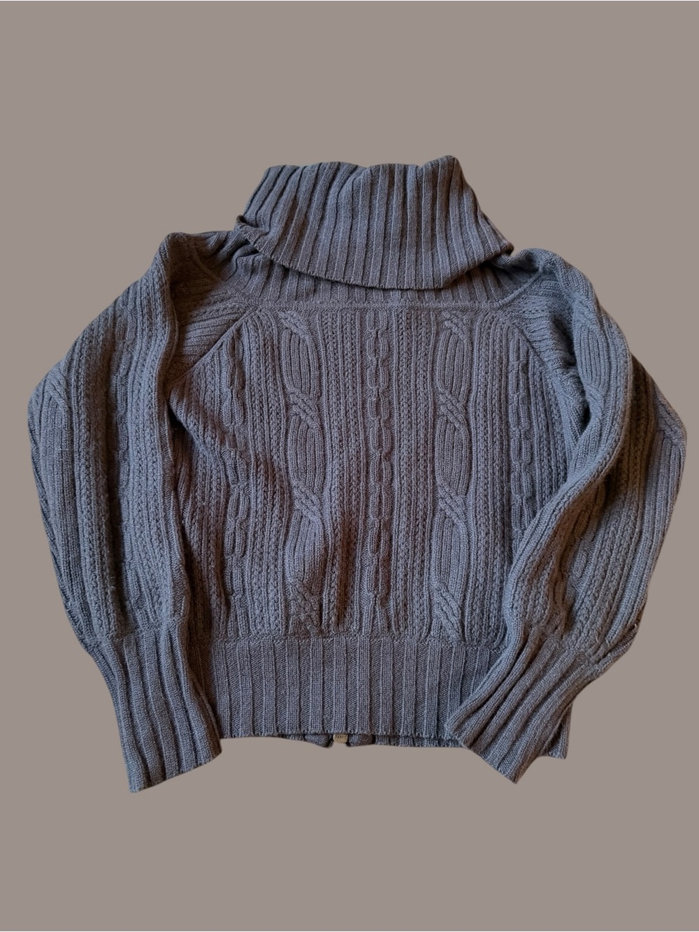 Stella McCartney Cashmere Blend Cable Knit Zip Sweater Jacket Italy Grey L/XL - Picture 3 of 8